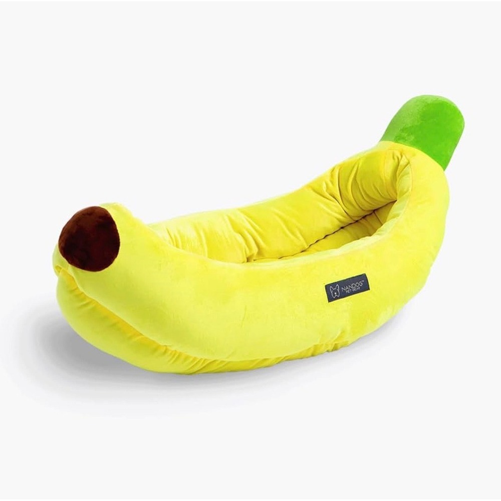 Nandog Pet Gear Banana Dog Bed Yellow Micro-Plush Novelty Small Pet Bed Plush